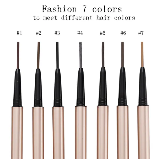 Waterproof Thin Eye Brow Pencil Retractable Private Label Custom Double Headed Gold Eyebrow Pencil with Brush