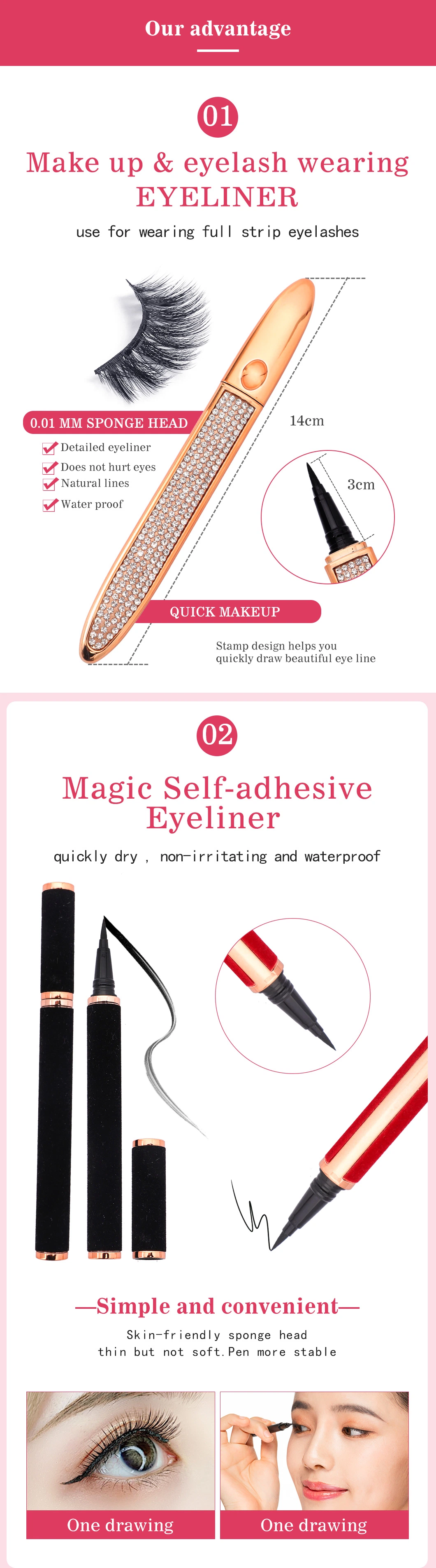 Eyeliner Glue Pen Lashes Wholesale Price Private Label Waterproof Faux Mink Eyelashes Self Adhesive Eyeliner for Eyelashes