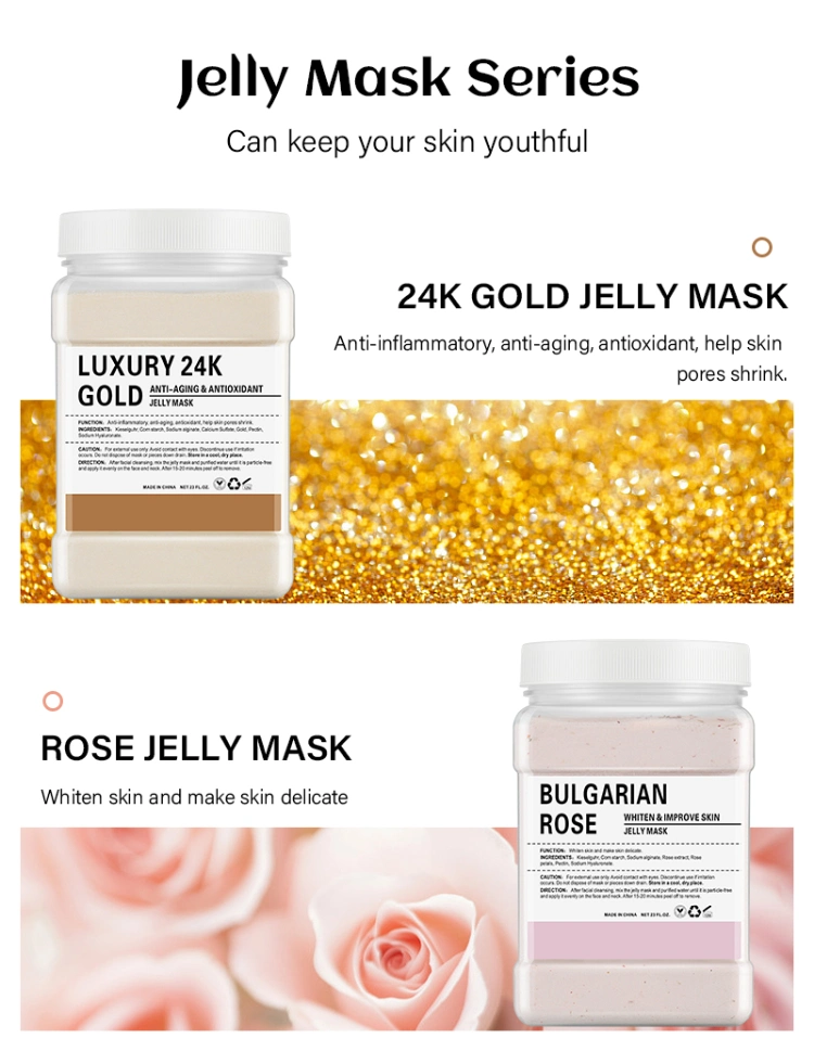 Beauty Face 650g 24K Gold Lavender Bulgarian Rose Petals Hydrojelly Mask Peel off Moisturizing Hydro Facial Clay Jelly Mask Powder
