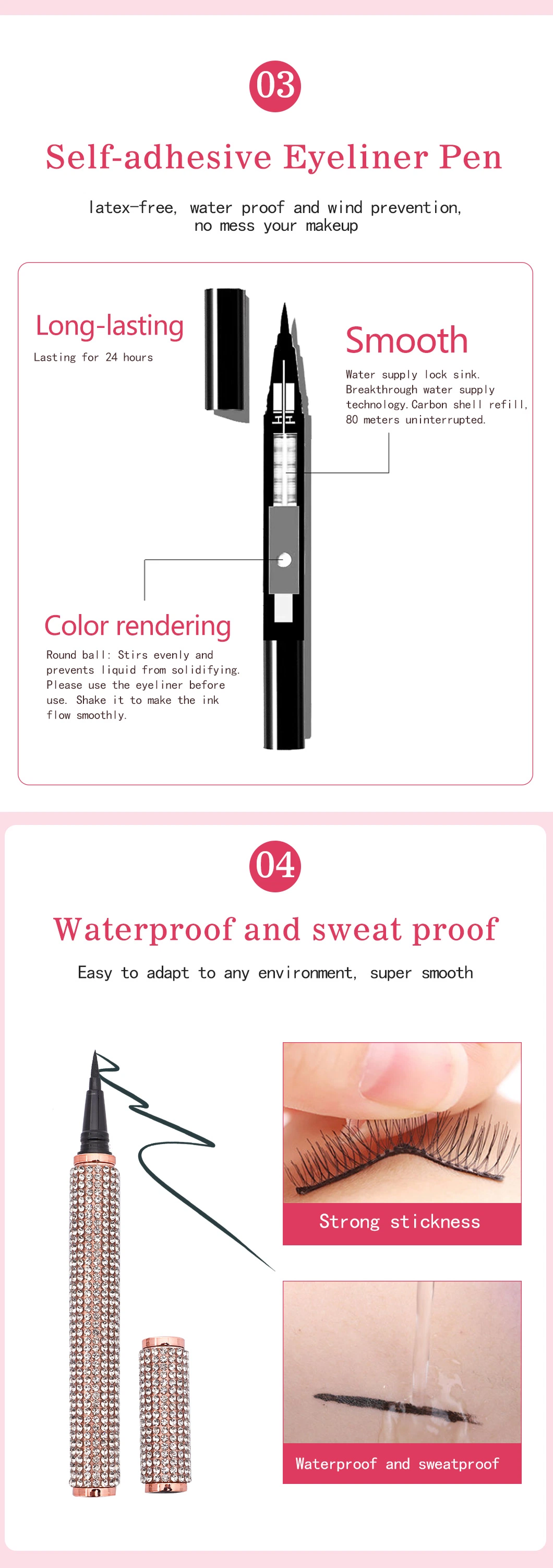 Private Label Customize Luxury Eyeliner Glue Pen for Eyelashes Eye Makeup Pen Black Liquid Eyeliner