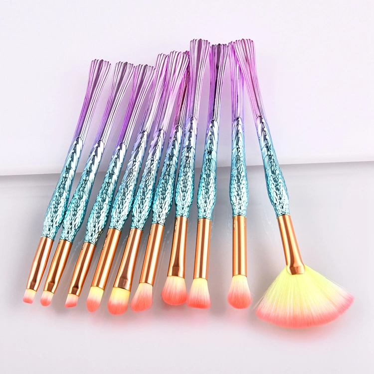 New 10PCS Diamond Shape Makeup Brushes Set Face Eye Foundation Powder Blush Rainbow Make up Eyeshadow Pincel Maquillage Kits