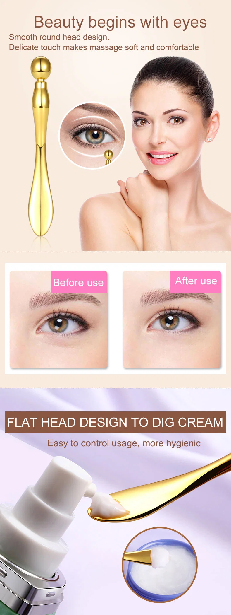 Wholesale Serum Applicator Massage Roller Luxury Skincare Cream Face Facial Makeup Scoop Ice Roller