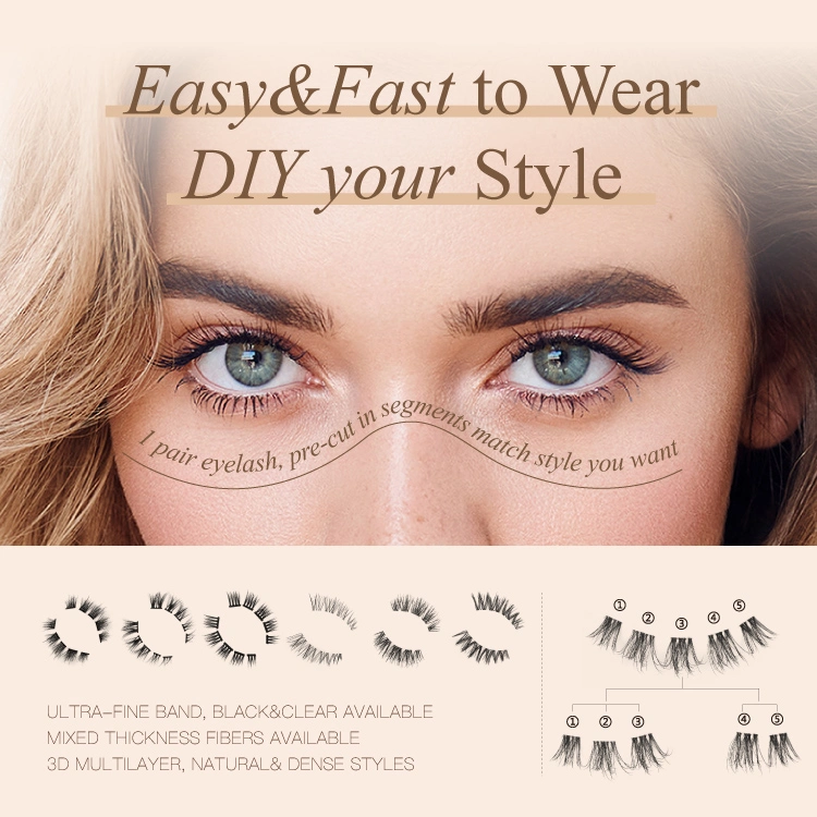 Eye Makeup Five Rows of DIY Eyelashes, Single Cluster of Thick False Eyelashes