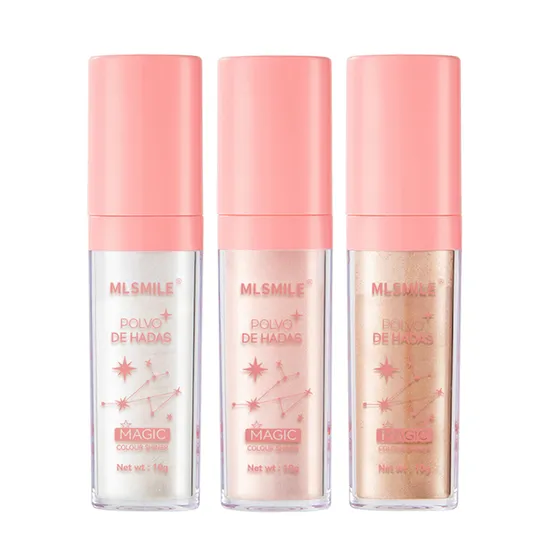 Highlighter Powder Cosmetic Contour Illuminator Glitter Fairy Pink Loose Powder High Gloss Pat Makeup Body Shimmer Bronzer Face Glitter Highlight Loose Powder 