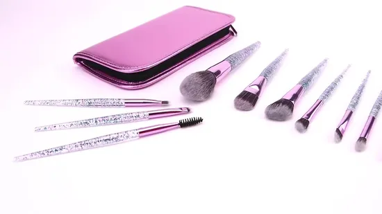 New Customize Premium 10PCS Synthetic Hair Purple Makeup Brush Set with Bag 