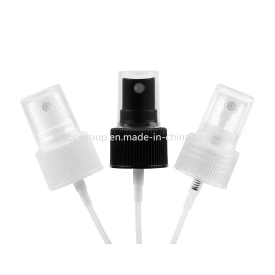 18/410 20/410 24/410 White Black Transparent Plastic Fine Mist Pump Spray with Half Cover Lid 